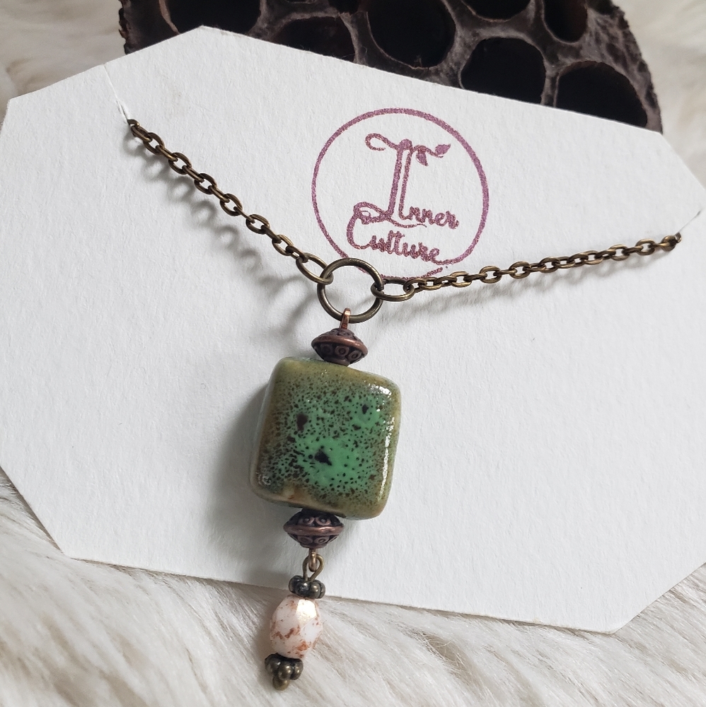 Handcrafted Ceramic Square Necklace